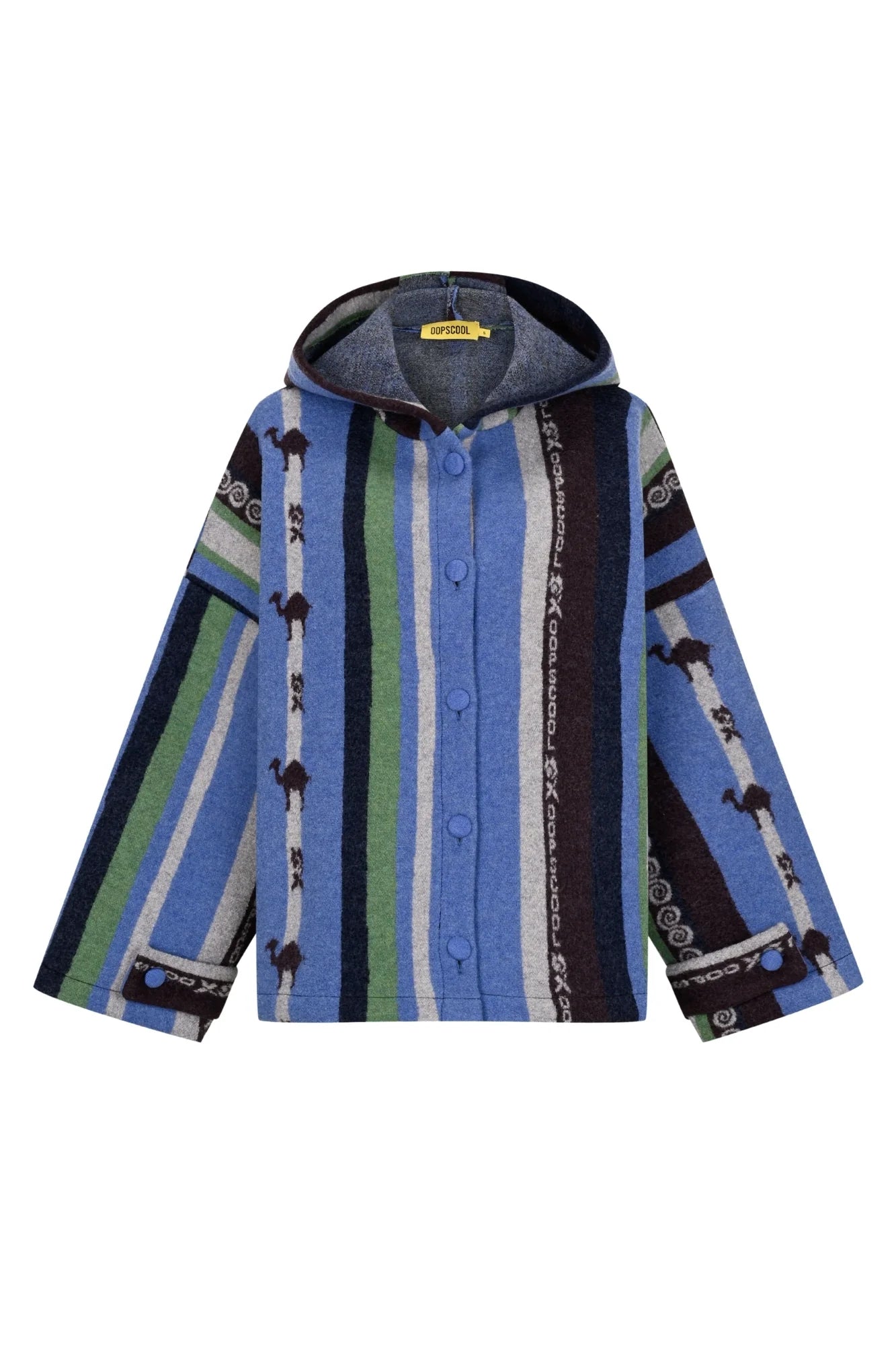 Oopscool Ice Striped 100% Wool Hooded Jacket