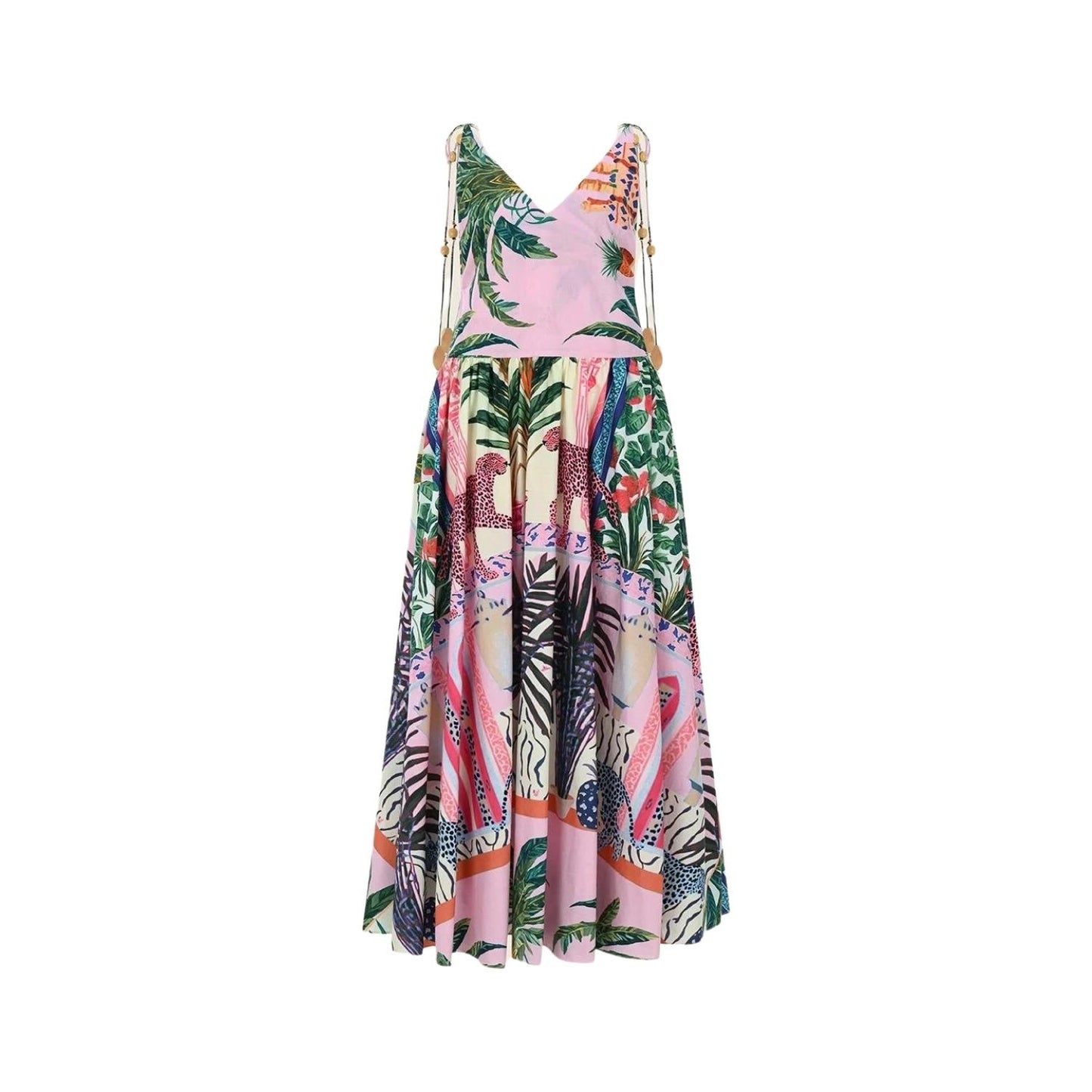 Oopscool Spagetti Strap Tiger Dress Kadın Elbise