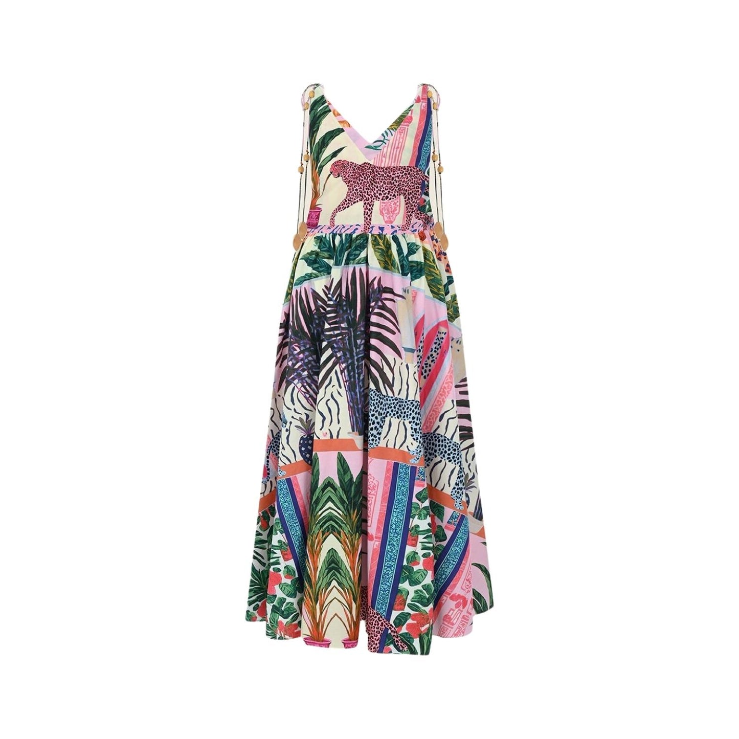 Oopscool Spagetti Strap Tiger Dress Kadın Elbise