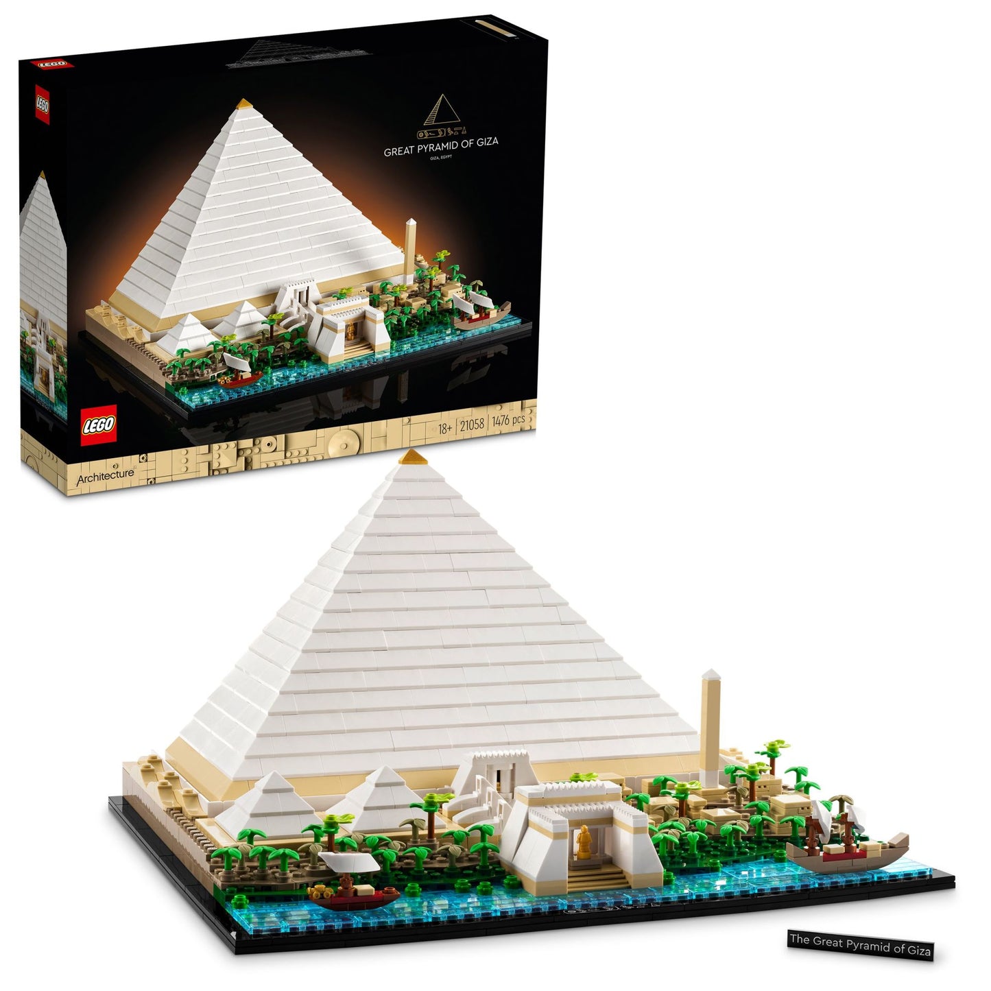 LEGO® Architecture Mimari Simgeler Koleksiyonu: Keops Piramidi 21058 - Yetişkinler için Koleksiyonluk Model Yapım Seti (1476 Parça)