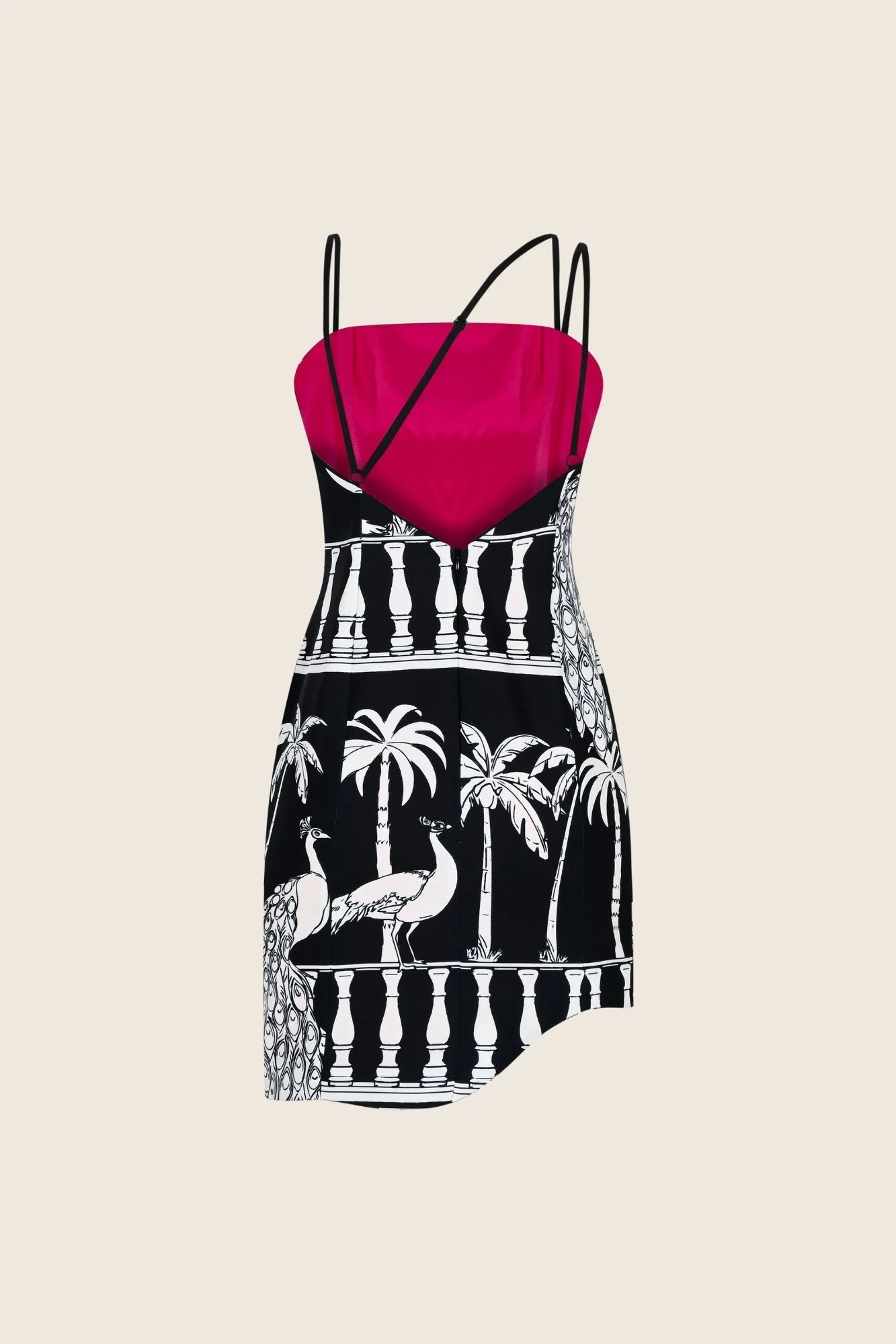 Oopscool - Black & White Crepe Mini Dress Elbise