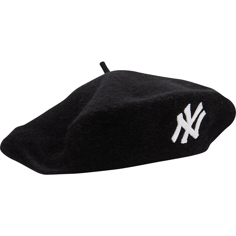 New Era Şapka - New Era Women Wool Beret New York Yankees MLB Black Flat Cap