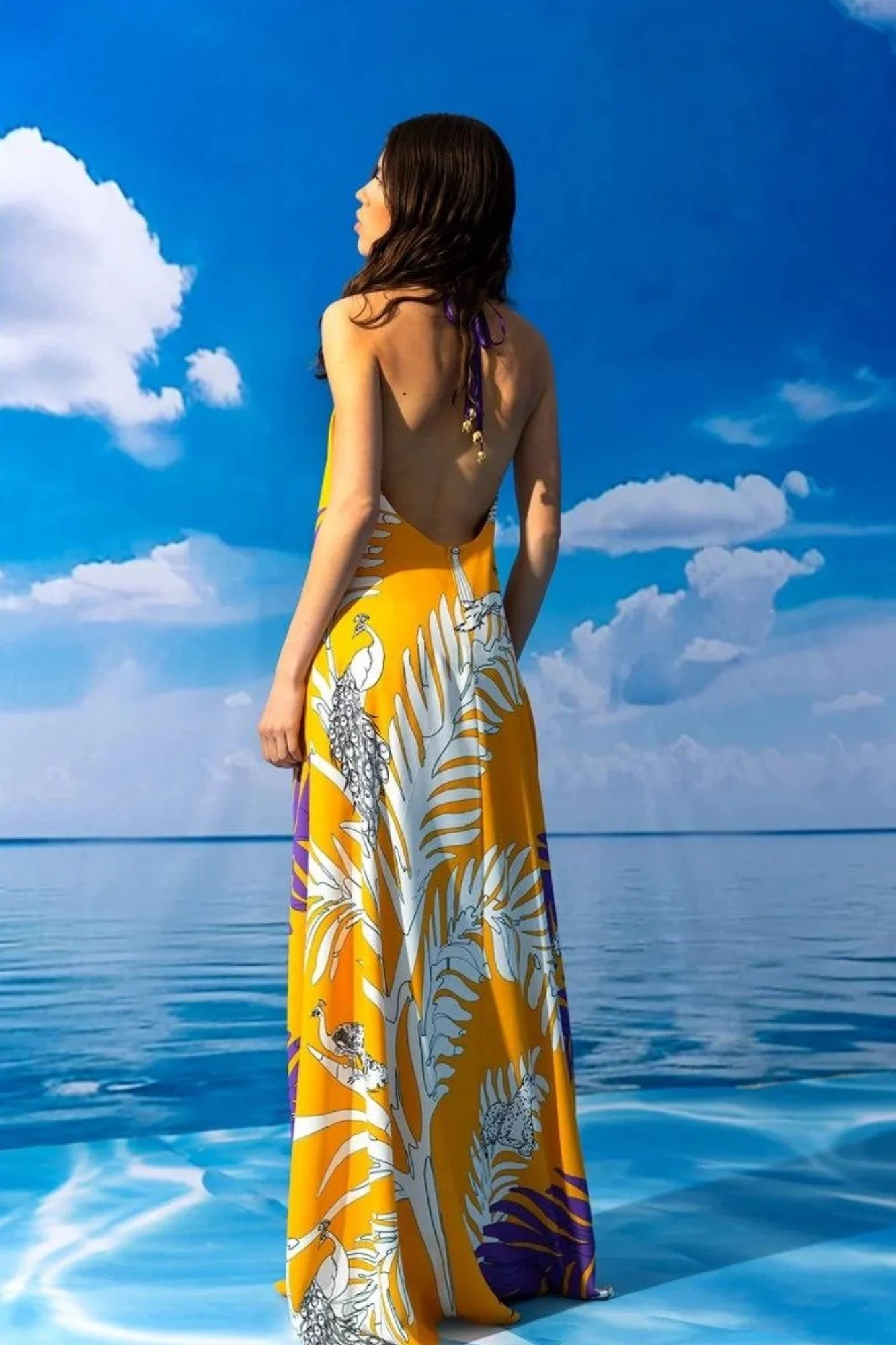 Oopscool - Tropical Peacock Dress Kadın Elbise