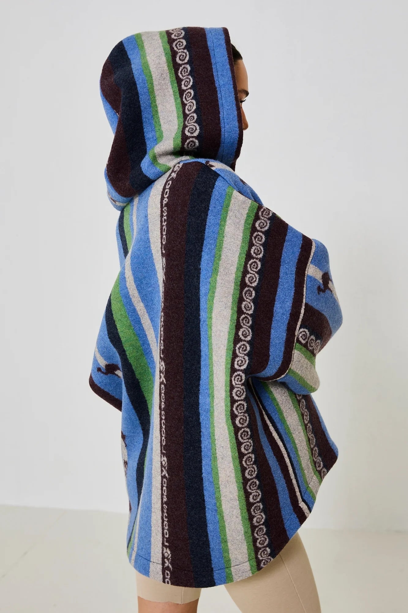 Oopscool Ice Striped 100% Wool Hooded Jacket
