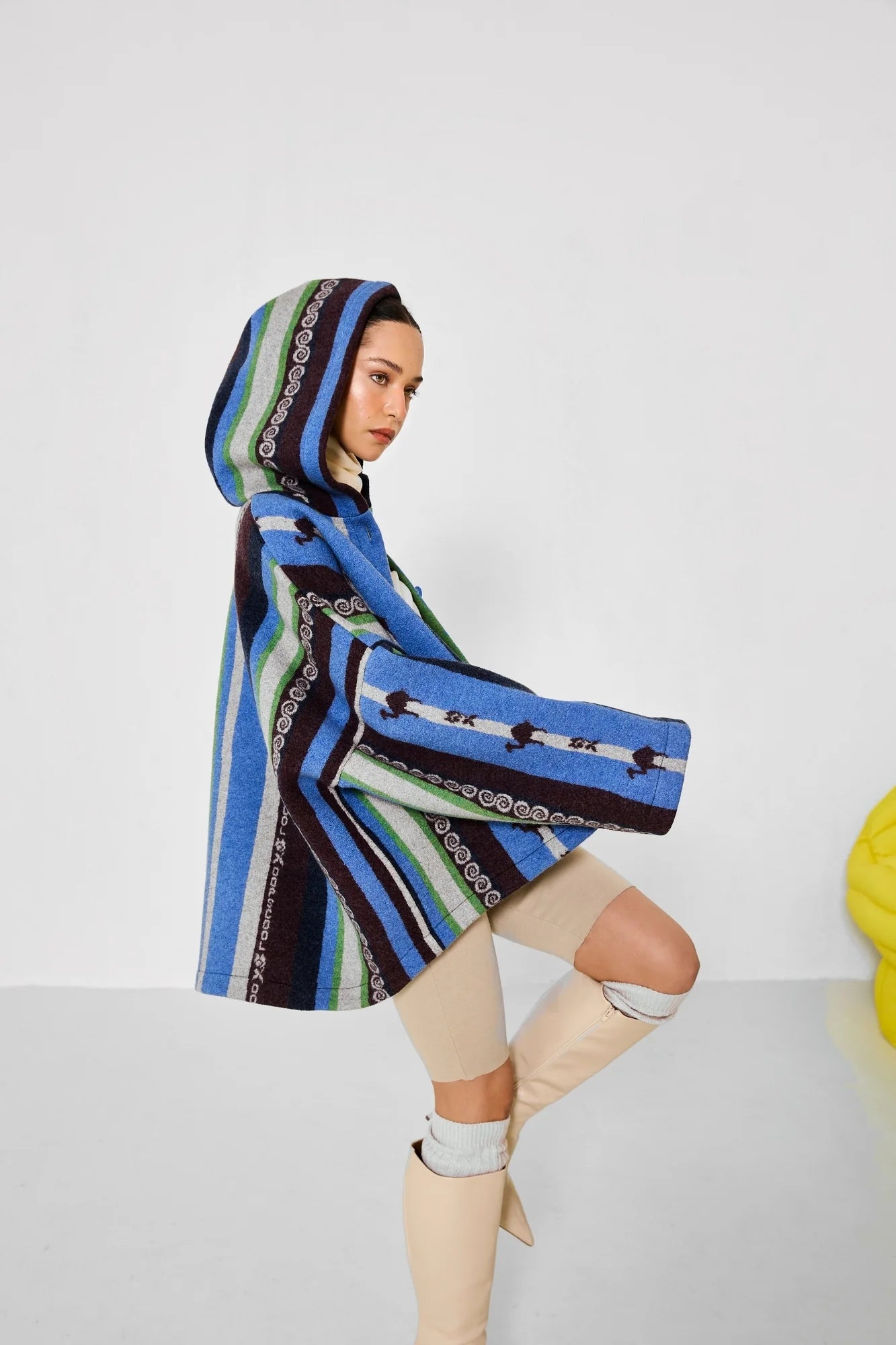 Oopscool Ice Striped 100% Wool Hooded Jacket
