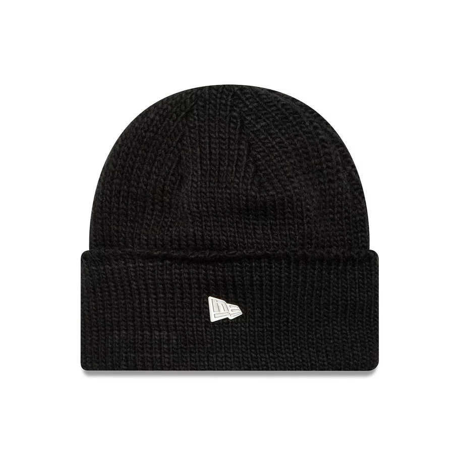 New Era Şapka - New Era Metal Pin Black Wide Cuff Knit Beanie Bere