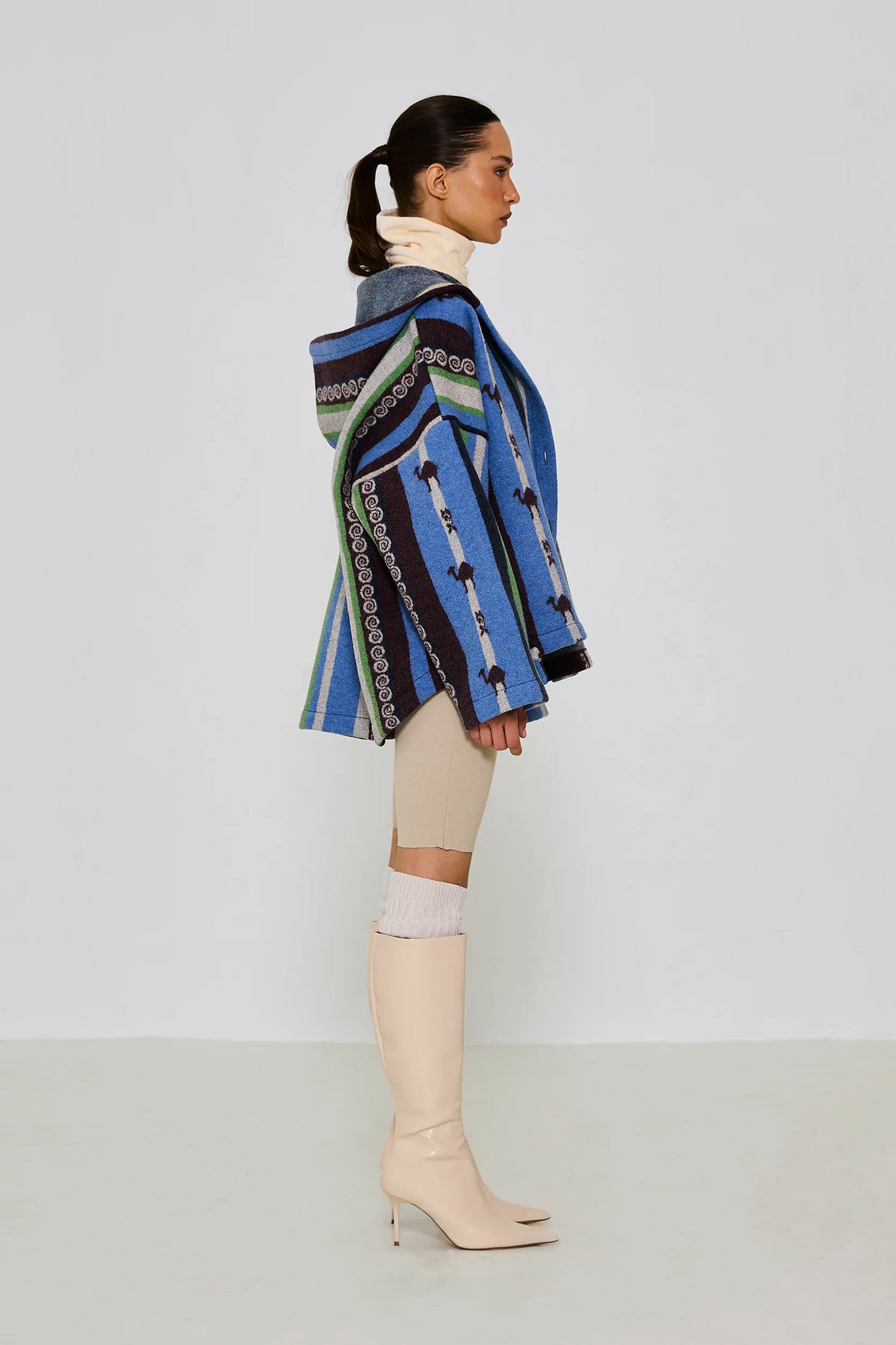 Oopscool Ice Striped 100% Wool Hooded Jacket