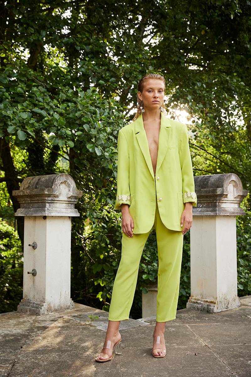 Oopscool - Crepe Cigarette Green Pant