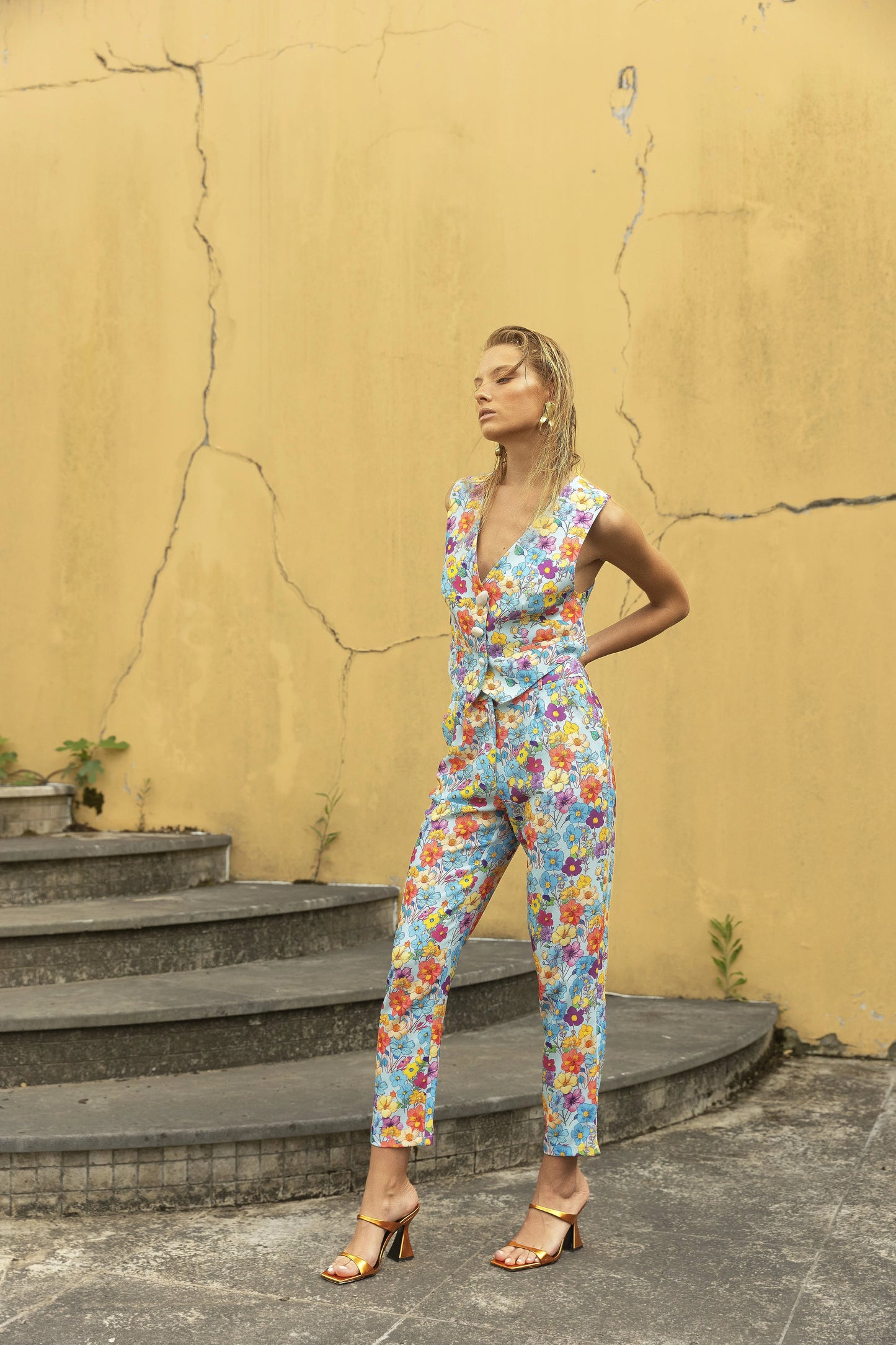 Oopscool - Garden Crepe Cigarette Pant