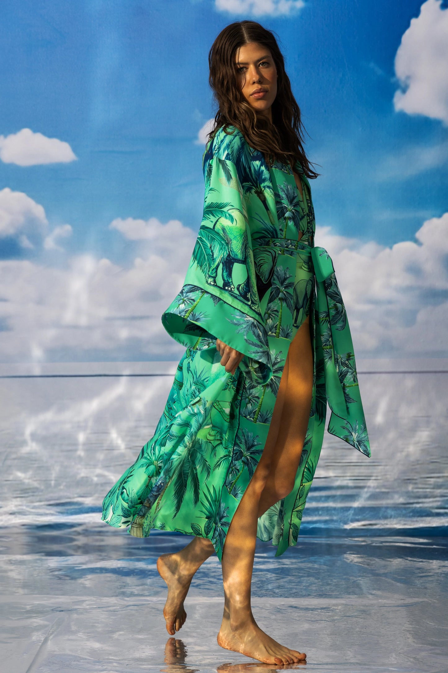 Oopscool - Green Garden Long Kimono