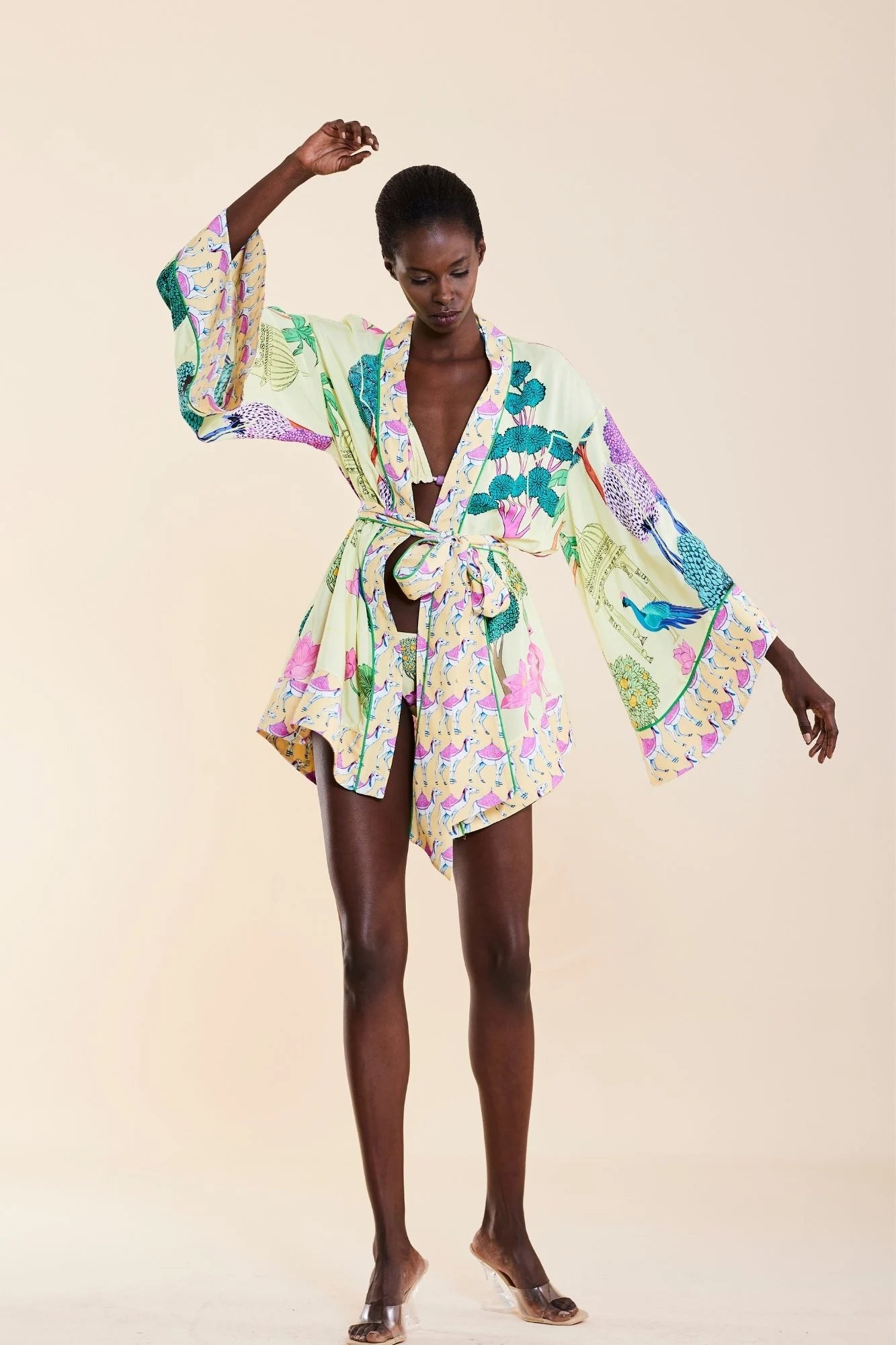 Oopscool - Yellow Garden Short Kimono