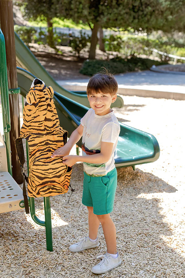 Morikukko Animal Print Kapüşonlu Sırt Çantası - Kids Kaplan - Eklektik House