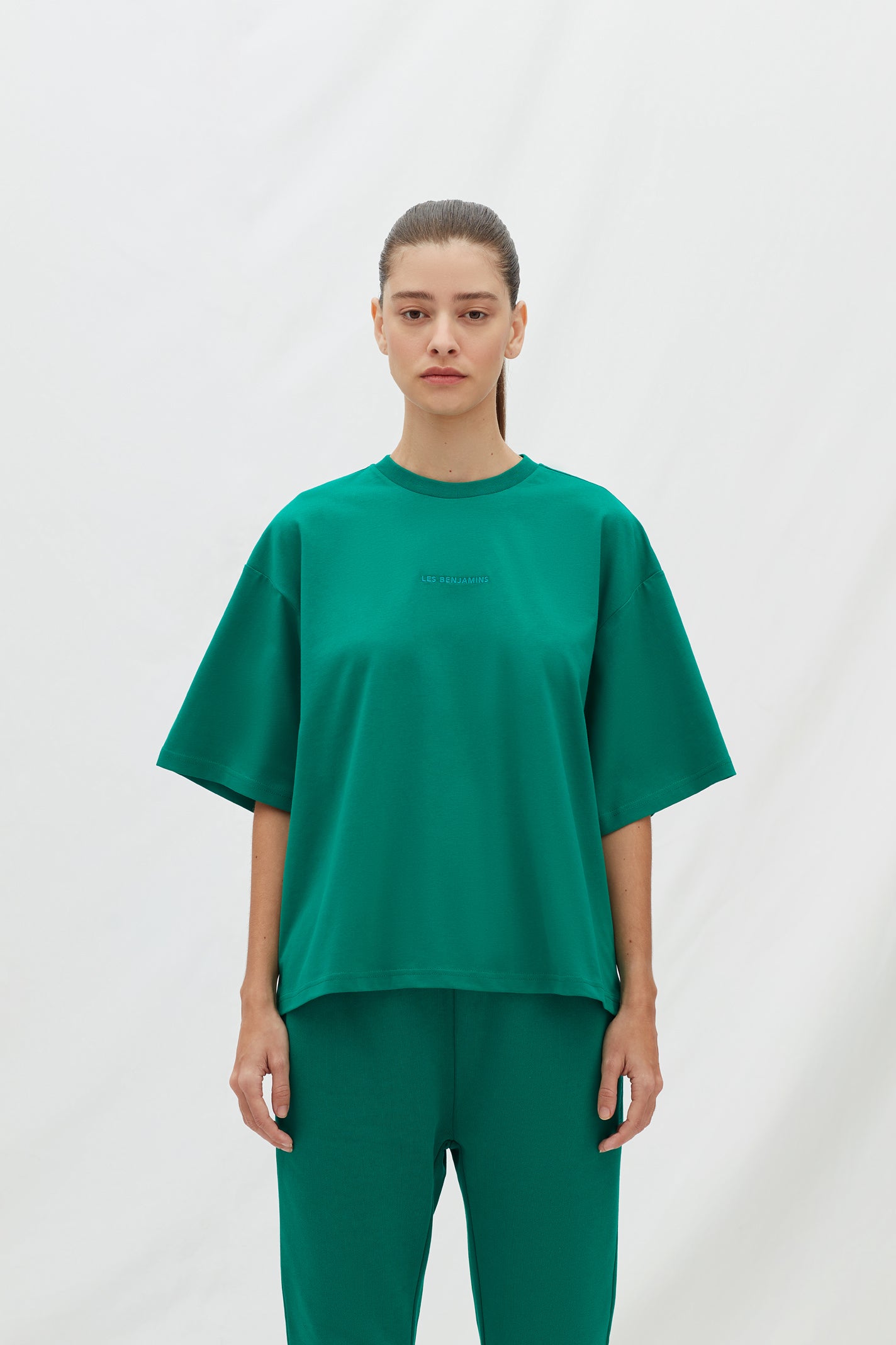 Les Benjamins Cropped Oversized Tee 301 Deniz Yosunu - Eklektik House
