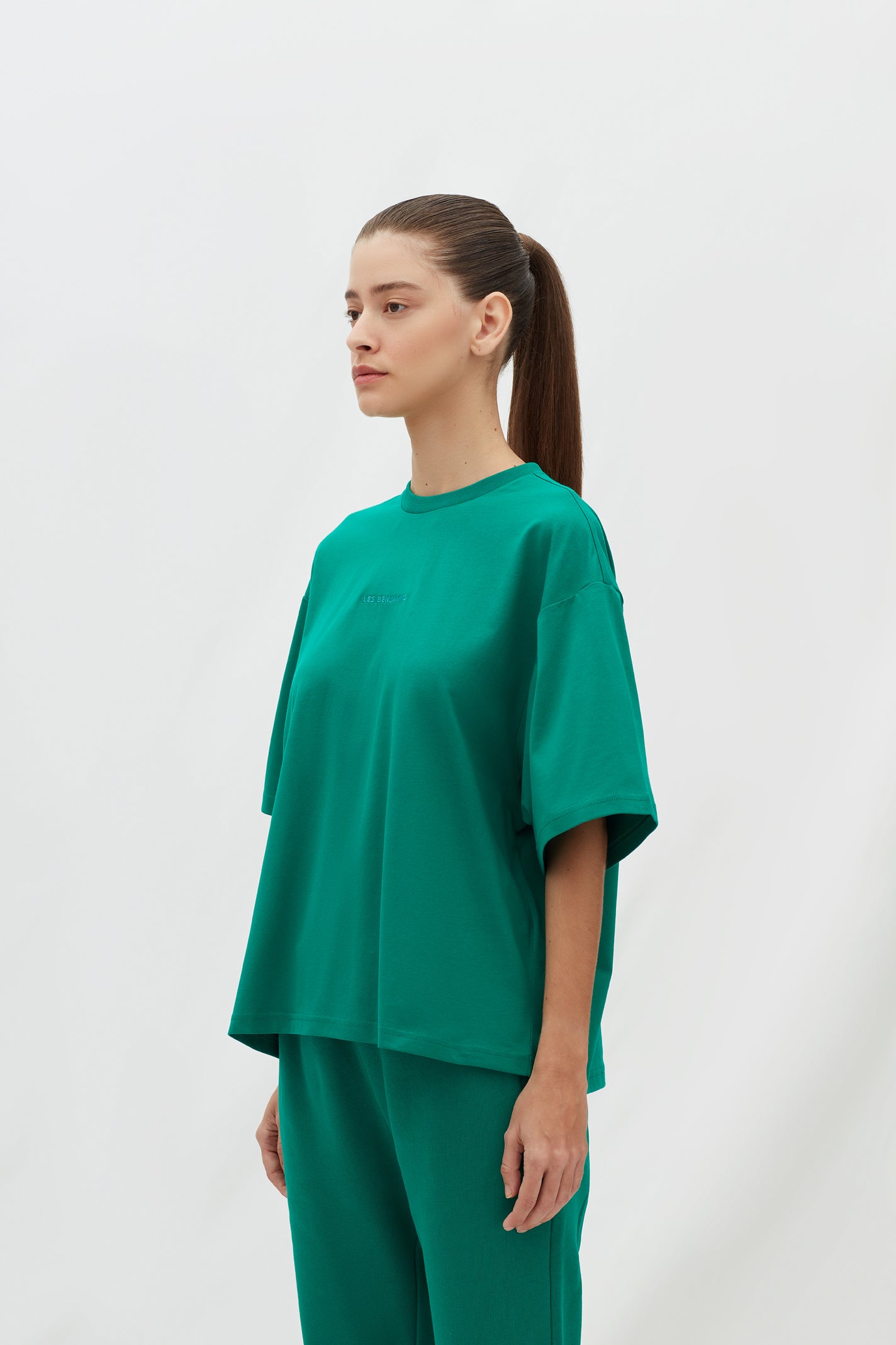 Les Benjamins Cropped Oversized Tee 301 Deniz Yosunu - Eklektik House