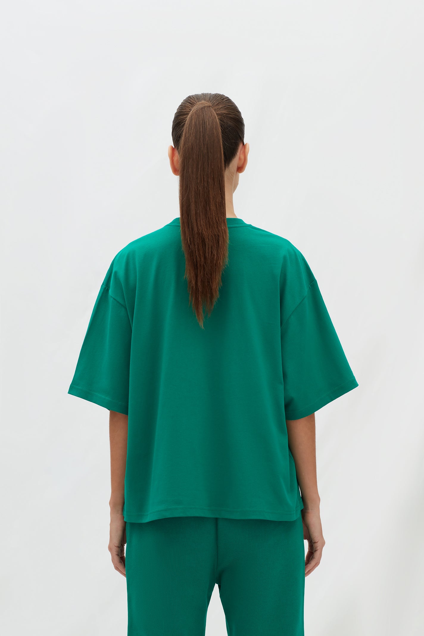 Les Benjamins Cropped Oversized Tee 301 Deniz Yosunu - Eklektik House