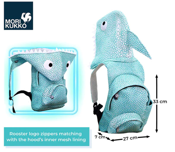 Morikukko Animal Print Kapüşonlu Sırt Çantası - Kids Köpek Balığı - Eklektik House