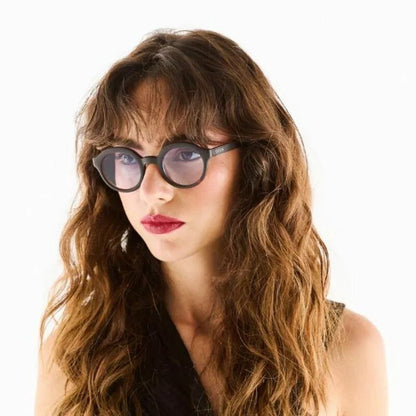 Okkia Lauro Unisex Yuvarlak Siyah Havana Güneş Gözlüğü Mavi Gradyan