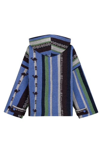 Oopscool Ice Striped 100% Wool Hooded Jacket