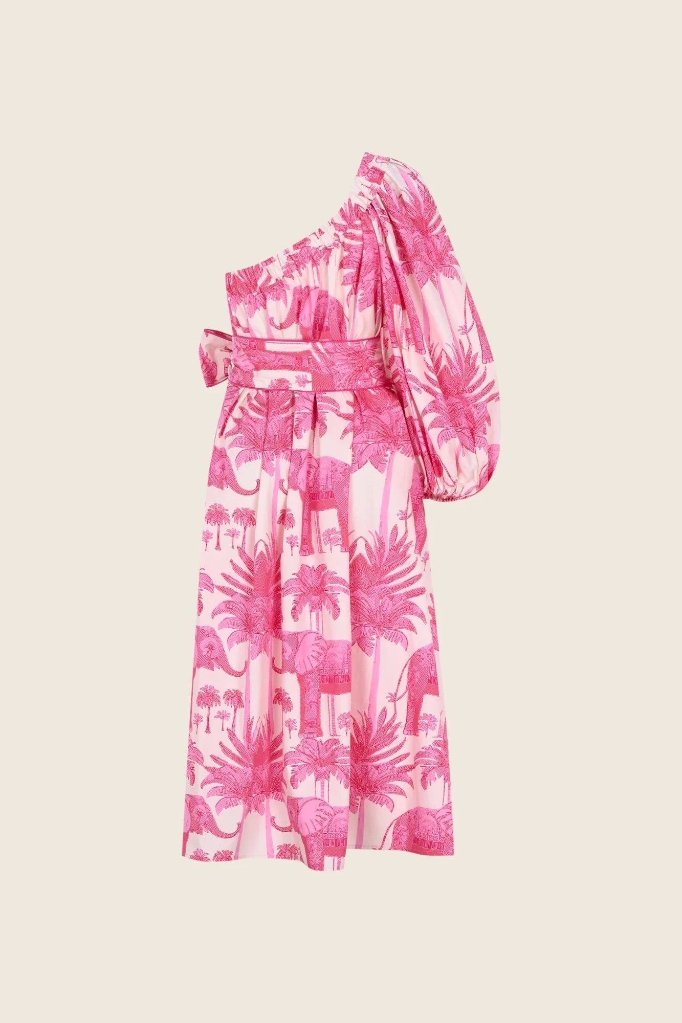 Oopscool - Pink Palm Dress Kadın Elbise