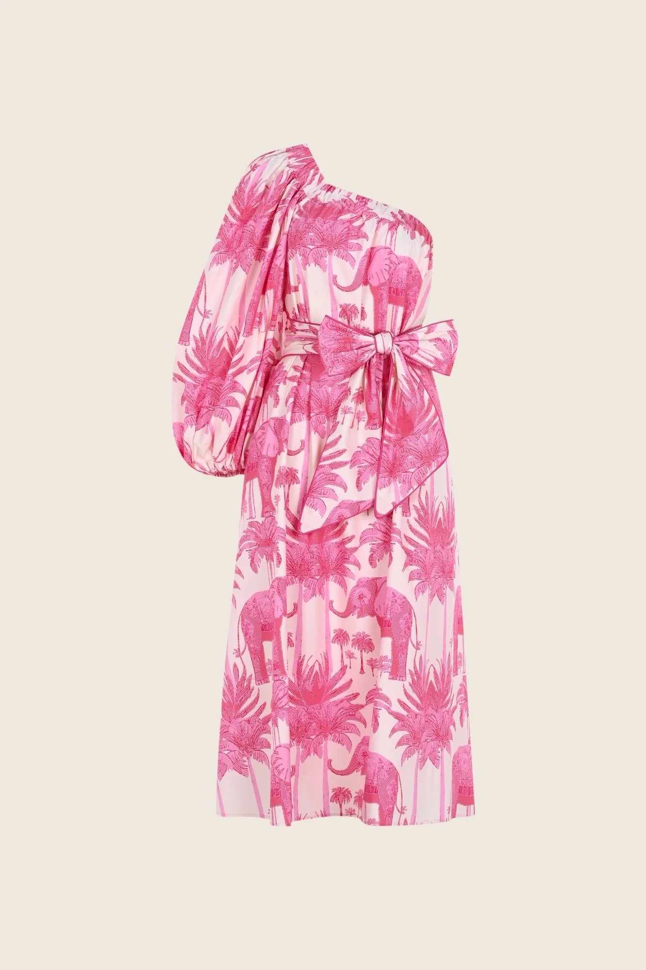 Oopscool - Pink Palm Dress Kadın Elbise