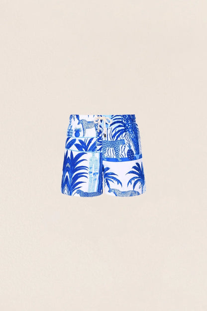 Oopscool - Blue Palm Swim Shorts - Mayo