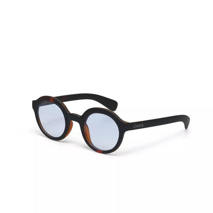 Okkia Lauro Unisex Yuvarlak Siyah Havana Güneş Gözlüğü Mavi Gradyan