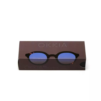 Okkia Lauro Unisex Yuvarlak Siyah Havana Güneş Gözlüğü Mavi Gradyan
