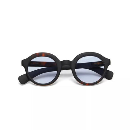 Okkia Lauro Unisex Yuvarlak Siyah Havana Güneş Gözlüğü Mavi Gradyan