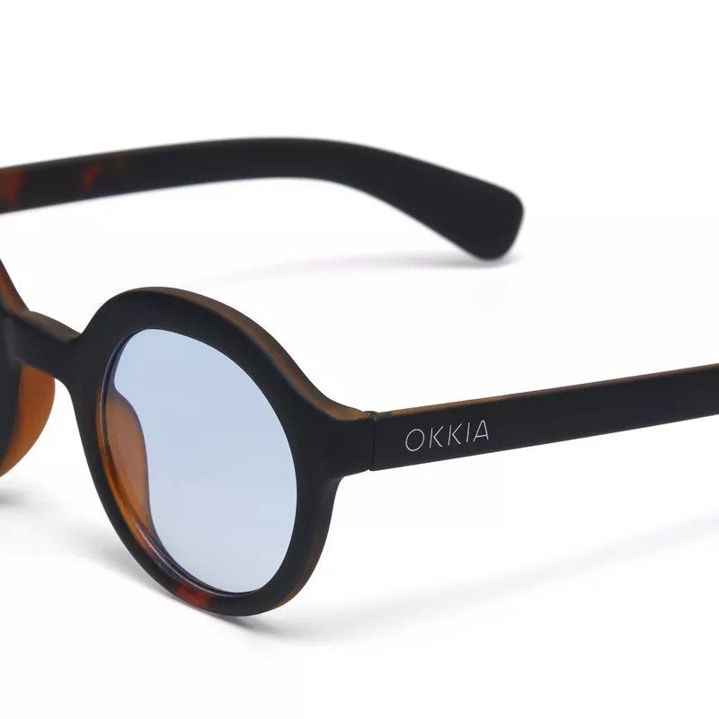 Okkia Lauro Unisex Yuvarlak Siyah Havana Güneş Gözlüğü Mavi Gradyan