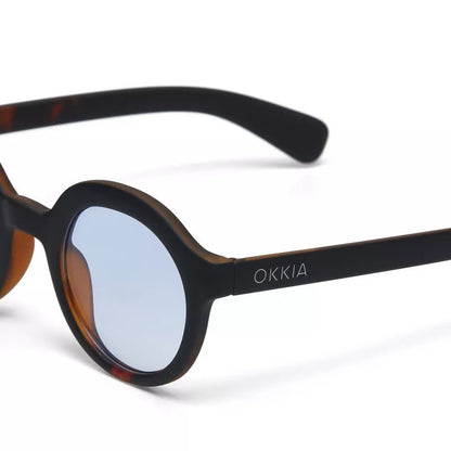 Okkia Lauro Unisex Yuvarlak Siyah Havana Güneş Gözlüğü Mavi Gradyan