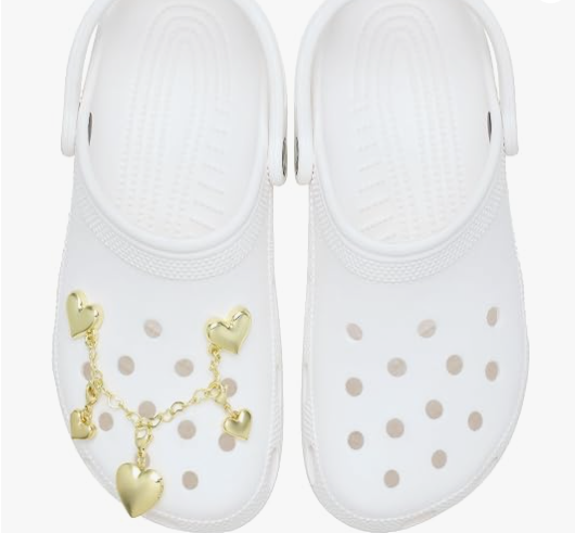 Crocs Ayakkabı Süsü Jibbitz Altın Kalp Zincir