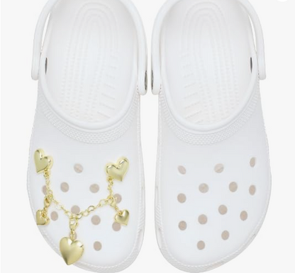 Crocs Ayakkabı Süsü Jibbitz Altın Kalp Zincir