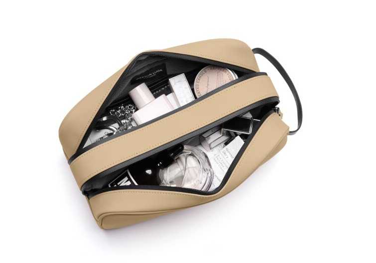 Gaston Luga Spläsh Toiletry Double Zipped Bag - Latte
