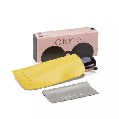 Okkia Monica Unisex Büyük Yuvarlak Güneş Gözlüğü Siyah Rose