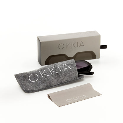 Okkia Andrea Altıgen Unisex Güneş Gözlüğü Siyah