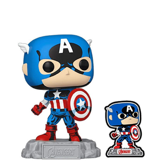 Funko - Captain America with Pin POP Figure