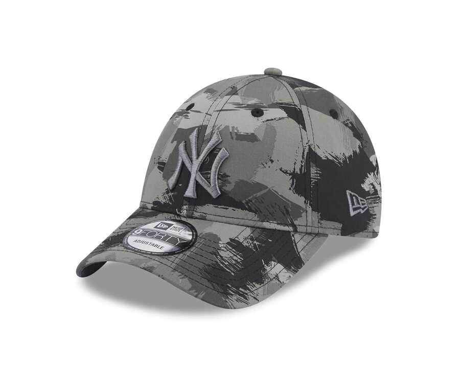 New Era Şapka - New York Yankees Painted All Over Print Grey 9FORTY Ayarlanabilir Şapka