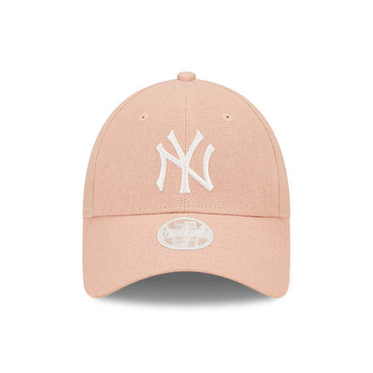 New Era Şapka - New York Yankees Kadın Keten Pembe 9FORTY Ayarlanabilir Şapka