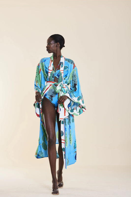 Oopscool - Blue Garden Long Kimono