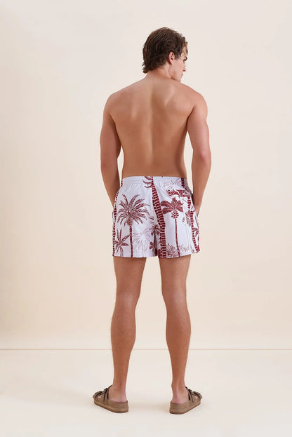 Oopscool - Red Palm Swim Shorts - Mayo