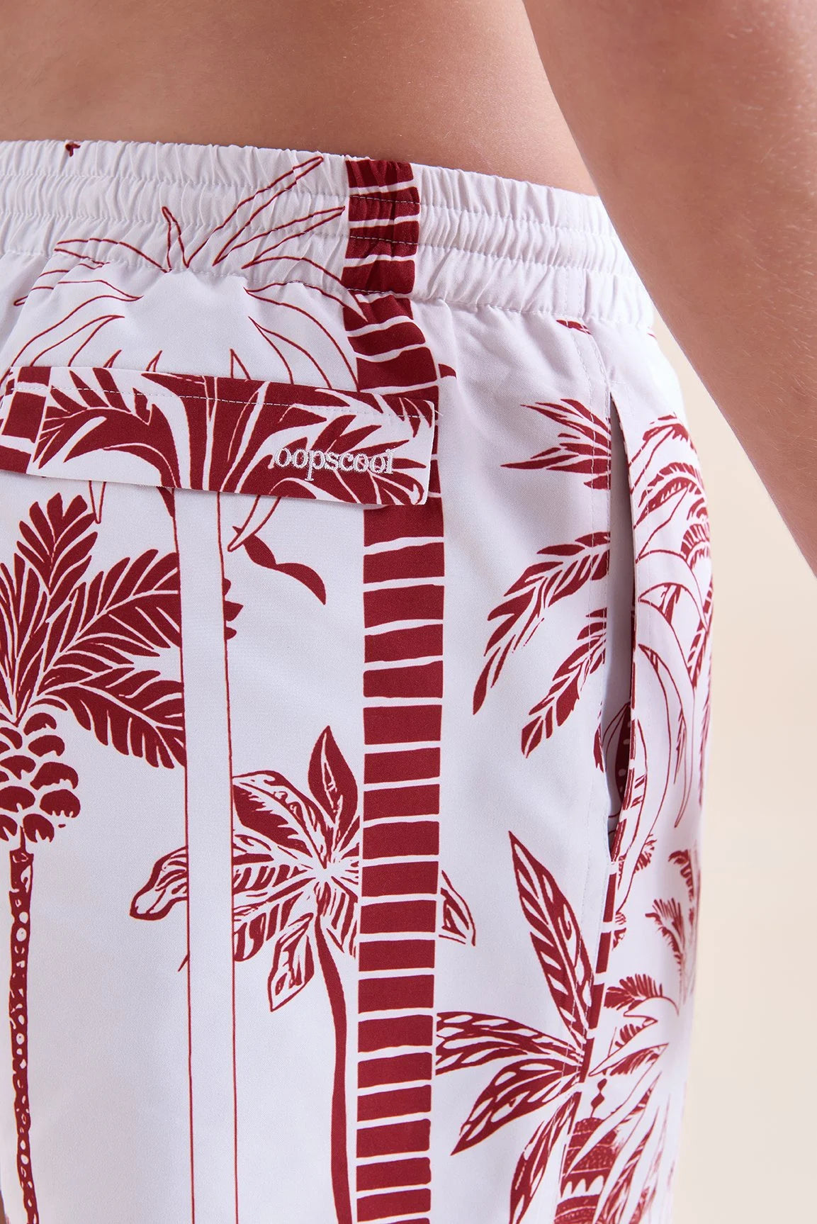 Oopscool - Red Palm Swim Shorts - Mayo