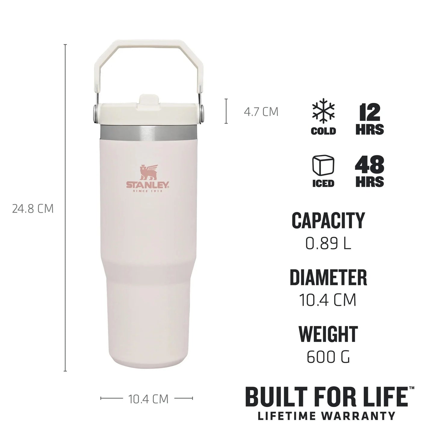 Stanley The IceFlow Flip Straw Pipetli Termos Bardak 0,89 LT Rose Quartz