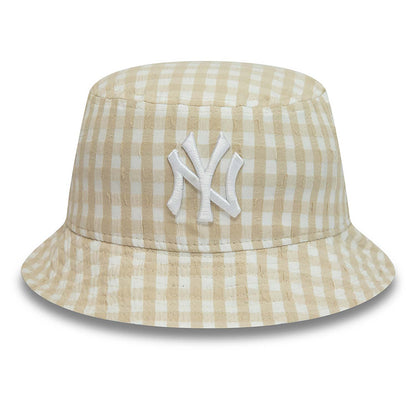 New Era New York Yankees Woman Gingham Tapered Bucket Bej - Eklektik House