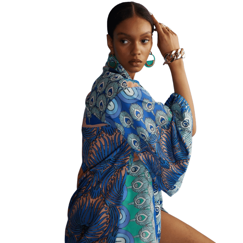 Blue Peacock Kimono - Eklektik House