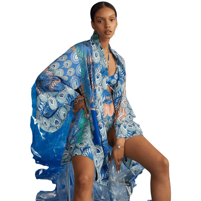 Blue Peacock Kimono - Eklektik House