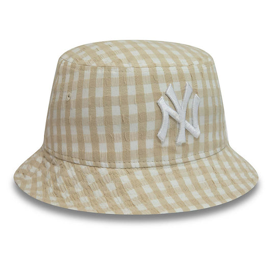 New Era New York Yankees Woman Gingham Tapered Bucket Bej - Eklektik House