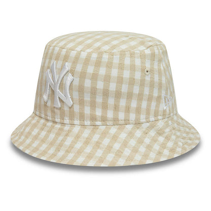 New Era New York Yankees Woman Gingham Tapered Bucket Bej - Eklektik House